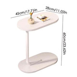 C Shaped Side Table  | MultiPurpose Slide Under Seat Table with White Finish