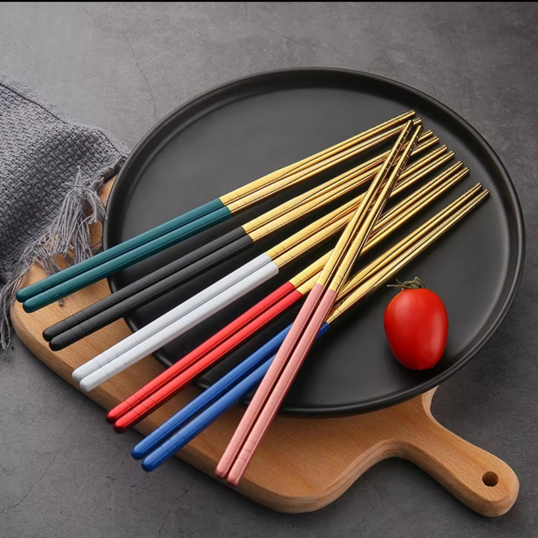 6 Pairs Stainless Steel Chopsticks.- Furaha Finds Kenya