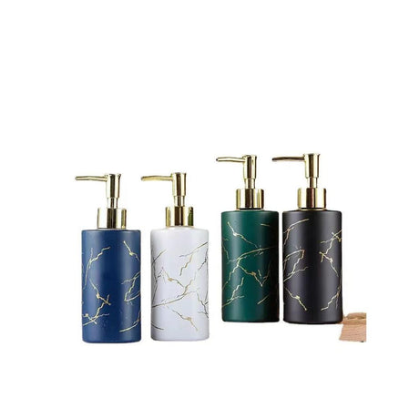 Luxury Ceramic Lotion, Soap & Gel Dispenser – 300ml Multifunctional Shower Gel and Shampoo Container (Available in White, Blue, Black & Navy Blue)