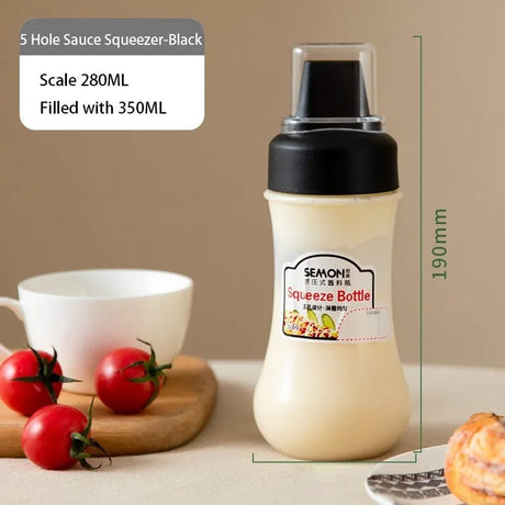350ml Five-Hole Sauce Squeeze Bottle – Plastic Ketchup, Honey, and Condiment Dispenser for Kitchen Use- Furaha Finds Kenya