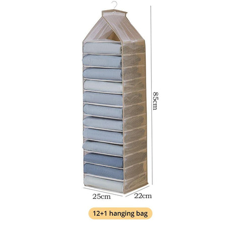 Foldable 12-Grid Hanging Closet Organizer – Portable Clothes Storage Bag for Underwear, Jeans, and Space Saving- Furaha Finds Kenya