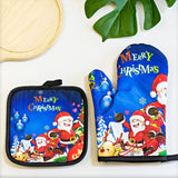 a set of 2 Oven Mitten 2in1 Cotton Padded Heat Resistant Glove and Holder for Baking & Cooking