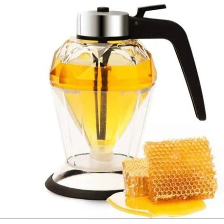 Exquisite Diamond Glass Honey Oil Dispenser Drip Free 200ml Capacity for Olive Oil Honey Vinegar & Condiments- Furaha Finds Kenya