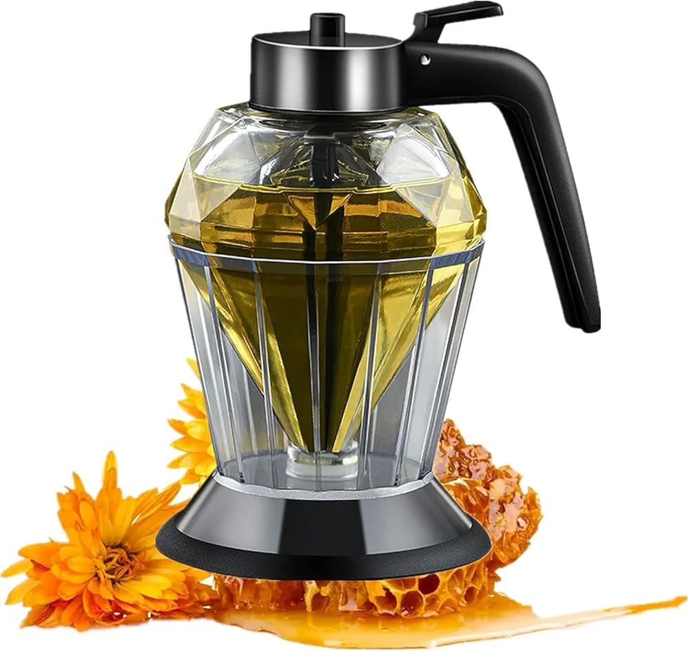 Furaha Finds Exquisite Diamond Glass Honey/Oil Dispenser 
