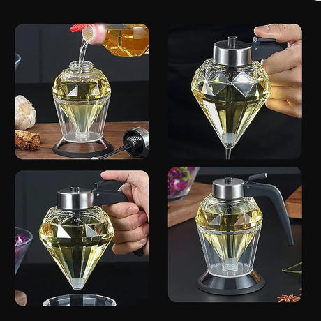 Exquisite Diamond Honey|Oil Dispenser | 200ml Glass + PP | Drip Free Dispenser for Olive Oil, Honey, Vinegar, Liquid Condiments- Furaha Finds Kenya