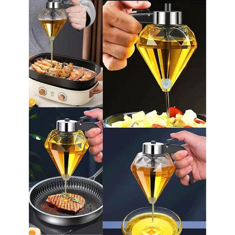 Exquisite Diamond Honey|Oil Dispenser | 200ml Glass + PP | Drip Free Dispenser for Olive Oil, Honey, Vinegar, Liquid Condiments- Furaha Finds Kenya