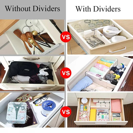 Adjustable Storage Drawers Divider Retractable Plastic Partition Holder, Kitchen Organizer (38*54.5cm)- Furaha Finds Kenya