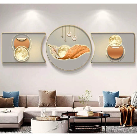 3pcs Crystal Porcelain Decorative Painting Set – Elegant Wall Art for Office, Bedroom, Living Room, Kitchen (30x50x2 + 50x50x1)- Furaha Finds Kenya