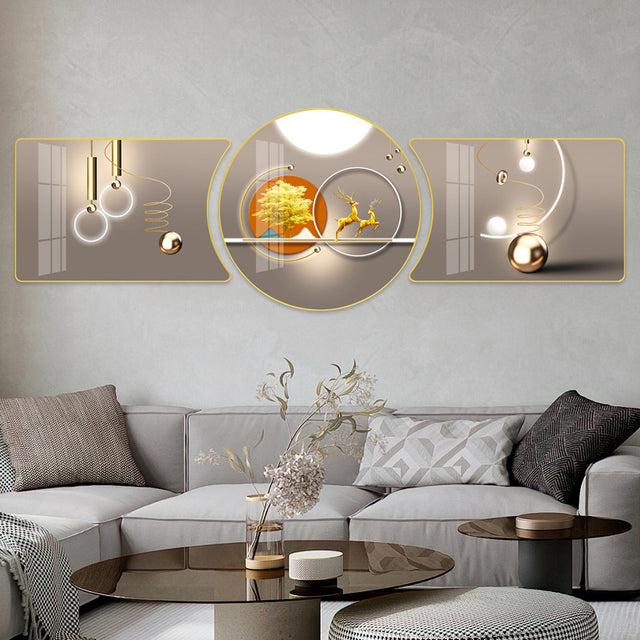 3pcs Crystal Porcelain Decorative Painting Set – Elegant Wall Art for Office, Bedroom, Living Room, Kitchen (30x40cm x 2 + 40x40cm x 1)- Furaha Finds Kenya
