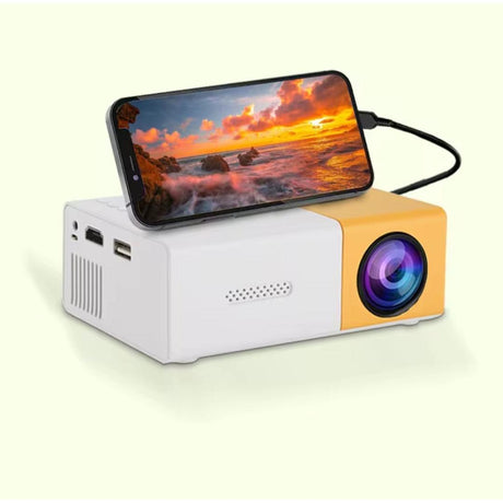 Portable Mini Projector with Audio and HDMI | LED, USB, 400LM, Built-in Speakers (White/Yellow)- Furaha Finds Kenya