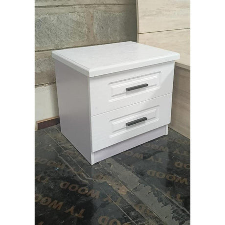 Nordic Luxury Double Drawer Bedside Cabinet – 50x45x35cm, White with Large Capacity Storage
