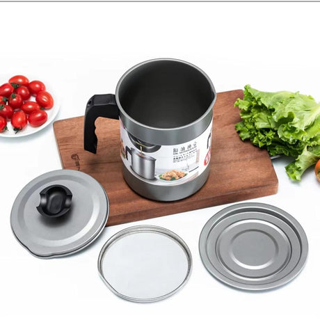 Stainless Steel Oil Filter Pot 1.4L Leak Proof Non Slip Corrosion & Heat Resistant Design- Furaha Finds Kenya