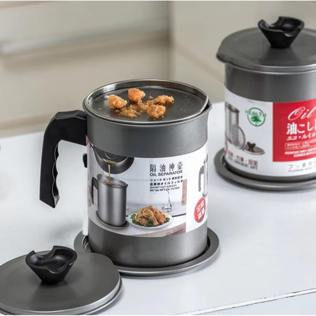 Stainless Steel Oil Filter Pot 1.4L Leak Proof Non Slip Corrosion & Heat Resistant Design- Furaha Finds Kenya