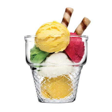 Set of 3 Pasabahce Minicornet Ice Cream Cups| 450ml Sturdy Glass, Freezer Safe- Furaha Finds Kenya