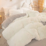 6 Piece Luxury Velvet Plush Fluffy Duvet Set Soft Fleece Bedding with Pillowcases & Bedsheet