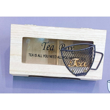 Compartment Wooden Teabag|Coffee Organizer Eco Friendly, Solid Wood with Stainless Steel Frame