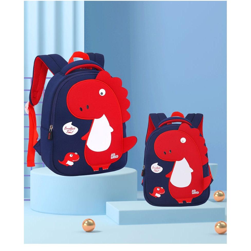 3D Dinosaur Cartoon Kids School Bag Cute Toddler Backpack, Large Size 33x26x12cm and Medium Size 30x24x11cm