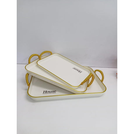 3 in 1 Tray with Gold Handle White with Gold Accents, Elegant Multi Purpose Serving Tray- Furaha Finds Kenya