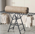 Furaha Finds Black Movable Outdoor Drying Rack 1.7M height, sturdy metal frame with wheels for easy mobility, foldable design for indoor and outdoor use.