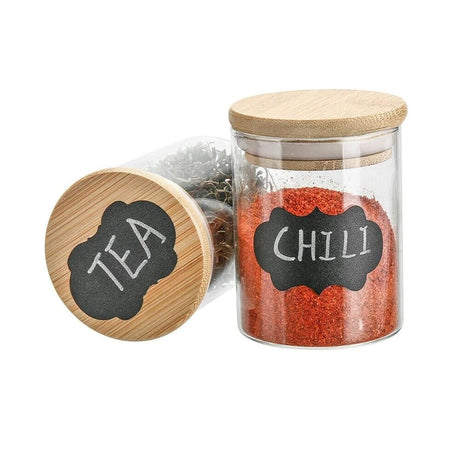 12pcs Glass Storage Jar Set with Bamboo Lids Airtight Containers 300ml.- Furaha Finds Kenya