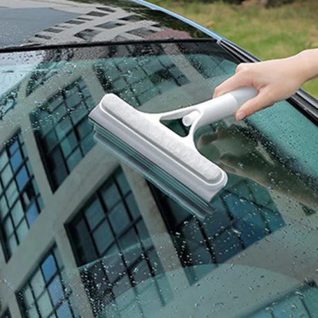 Furaha Finds 3 in 1 Car Spray Glass Double Sided Wiper Window Squeegee Cleaner with Spray Bottle, Sponge Brush, and Scraper
