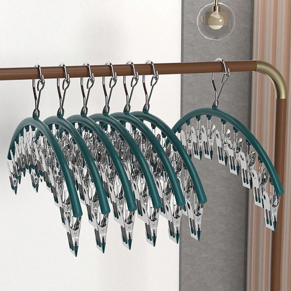 Furaha Finds 10 Pegs Stainless Steel Clothes Drying Hanger Windproof, rust resistant clothing rack with strong clips for socks, underwear, and baby clothes.