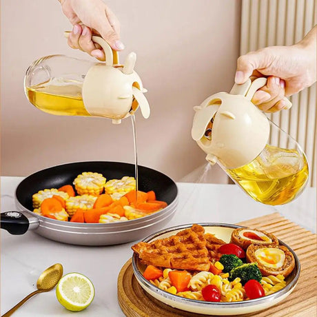 2 in 1 Glass Oil Spray Bottle with Pour Spout Nozzle 580ml Capacity for Cooking, Salad Dressing, and Grilling- Furaha Finds Kenya