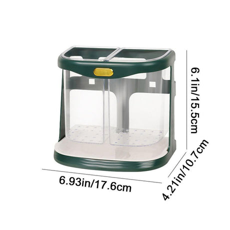 Kitchen Cutlery Organizer with Drain Hole Wall Mounted, Transparent Compartments for Chopsticks, Spoons & Forks Available in White, Dark Green, Light Green- Furaha Finds Kenya