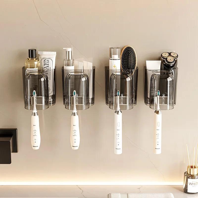 Furaha Finds Wall mounted Toothbrush Holder with Automatic Toothpaste Dispenser  Space saving bathroom organizer with storage compartments and dust proof design.