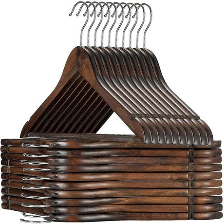 Furaha Finds 10pcs Wooden Clothes Hangers Set of 10 durable wooden hangers available in White, Black, Dark Brown, and Light Brown"