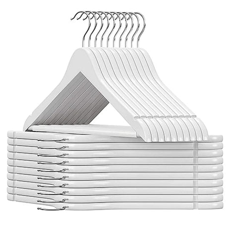 Furaha Finds 10pcs Wooden Clothes Hangers Set of 10 durable wooden hangers available in White, Black, Dark Brown, and Light Brown"