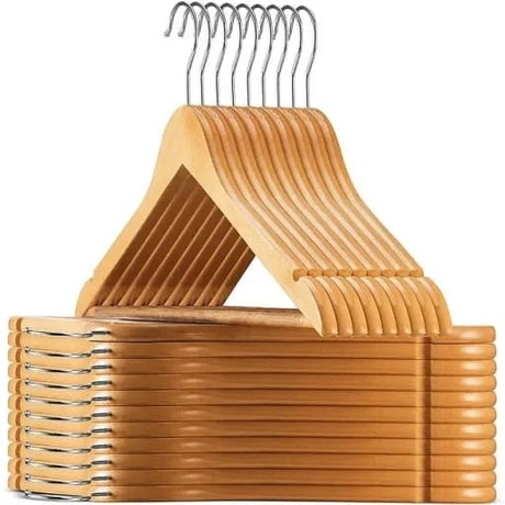 Furaha Finds 10pcs Wooden Clothes Hangers Set of 10 durable wooden hangers available in White, Black, Dark Brown, and Light Brown"