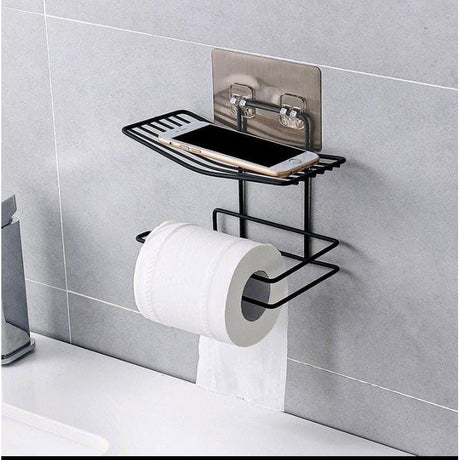 Wall Mounted Wrought Iron Tissue Holder with Adhesive Sticker | No Drilling, Stylish and Durable Bathroom Accessory