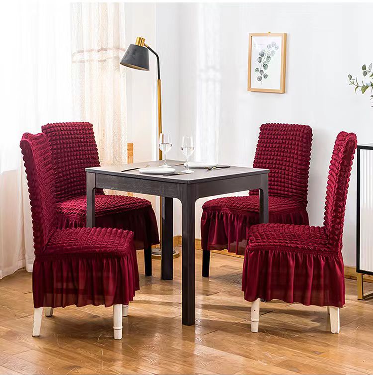 Turkey Dining Seat Covers Set of 6, Elegant Bubble Design with Frails