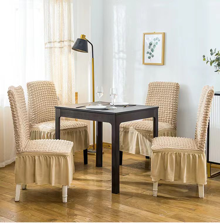 Turkey Dining Seat Covers Set of 6, Elegant Bubble Design with Frails