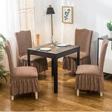 Turkey Dining Seat Covers Set of 6, Elegant Bubble Design with Frails