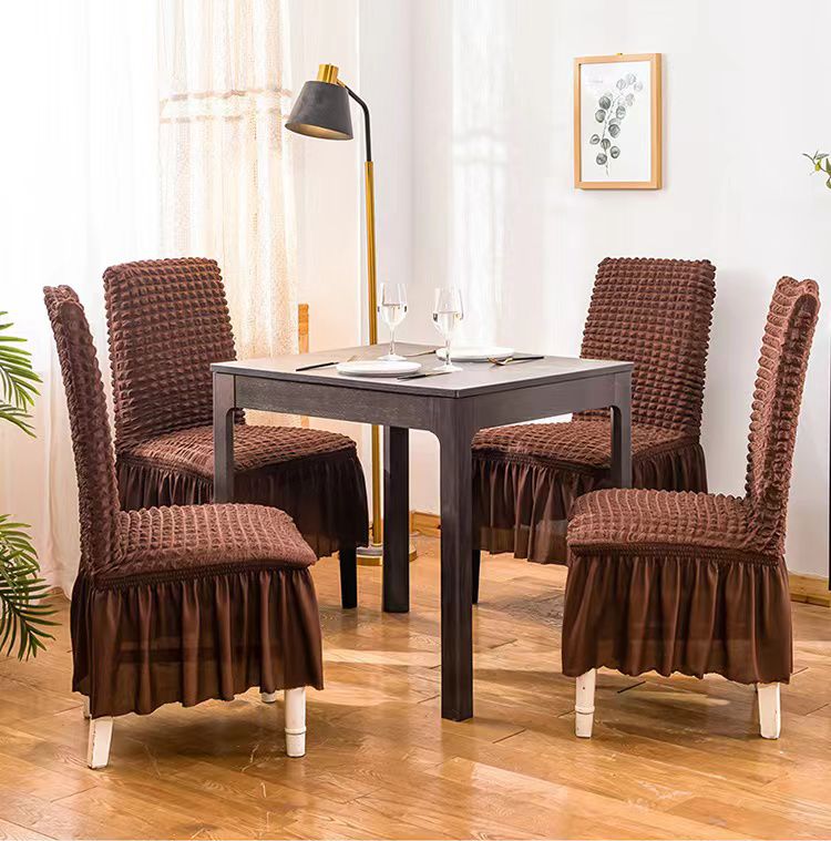 Turkey Dining Seat Covers Set of 6, Elegant Bubble Design with Frails