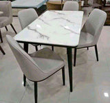 4-Seater Marble Top Dining Table Set / Elegant Dining Room Furniture for Modern Homes