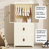 Stackable 3Level Plastic Portable Wardrobe Foldable, Installation Free Closet for Kids, Hanging Clothes Storage, White- Furaha Finds Kenya