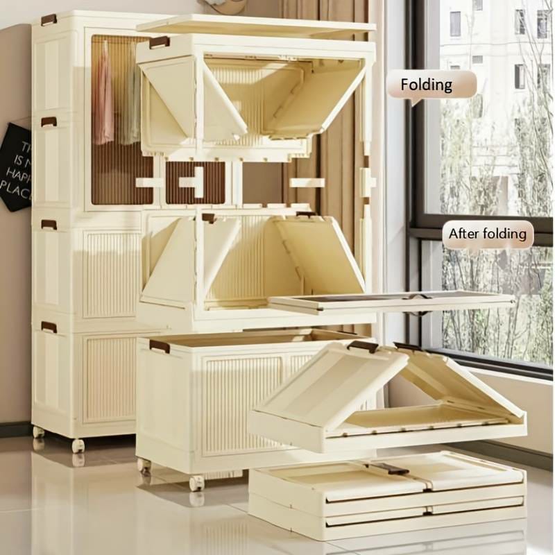 Stackable 3Level Plastic Portable Wardrobe Foldable, Installation Free Closet for Kids, Hanging Clothes Storage, White- Furaha Finds Kenya