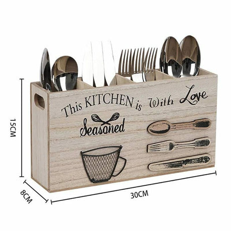 Wooden Kitchen Utensils Holder Durable Solid Wood Cutlery Organizer for Countertop Storage- Furaha Finds Kenya