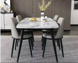 4-Seater Marble Top Dining Table Set / Elegant Dining Room Furniture for Modern Homes