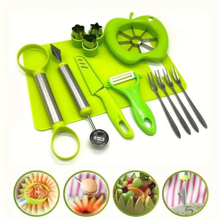 8in1 Multifunctional Fruit Slicer Set Stainless Steel Fruit Tools for Easy Slicing, Carving, and Preparation- Furaha Finds Kenya