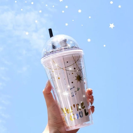 Smoothy Space Cup | 500ml Acrylic Water Bottle | Stylish and Durable | Black and White- Furaha Finds Kenya
