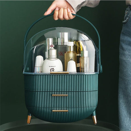 Luxury Large Capacity Cosmetic Storage Box Fashion Acrylic Makeup & Jewelry Organizer with Transparent Window Portable 35L Vanity Organizer (White, Blue, Green)- Furaha Finds Kenya