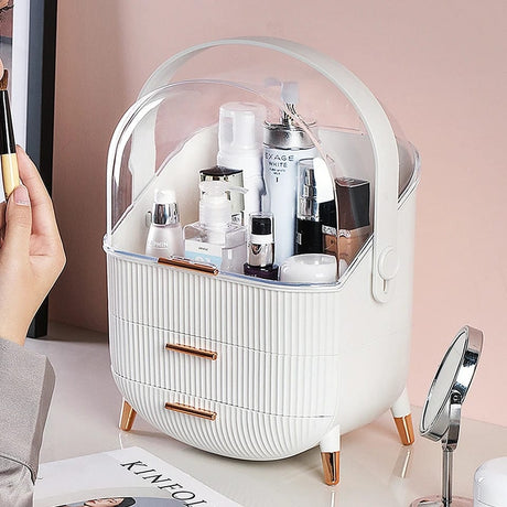 Luxury Large Capacity Cosmetic Storage Box Fashion Acrylic Makeup & Jewelry Organizer with Transparent Window Portable 35L Vanity Organizer (White, Blue, Green)- Furaha Finds Kenya