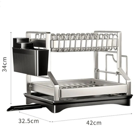 2Tier Kitchen Dish Rack with Drain Tray Large Capacity Organizer- Furaha Finds Kenya