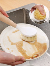 Furaha Finds Hard Bristle Pot/Pan Cleaning Brush with Wooden Handle Heavy duty scrubber for tough stains, grease removal, and cast iron cleaning.