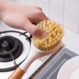 Furaha Finds Hard Bristle Pot/Pan Cleaning Brush with Wooden Handle Heavy duty scrubber for tough stains, grease removal, and cast iron cleaning.