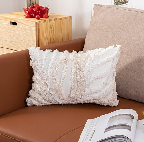 Furaha Finds Beige & Grey Tufted Coral Style Cushion Cover